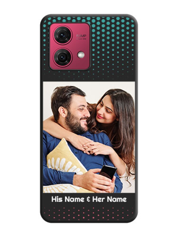 Custom Faded Dots with Grunge Photo Frame and Text on Space Black Custom Soft Matte Phone Cases - Motorola Moto G84 5G