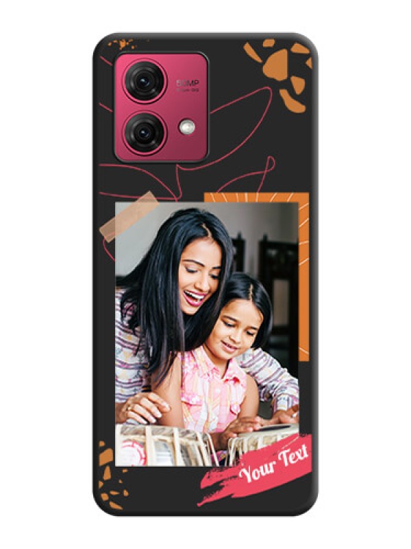 Custom Orange Photo Frame on Space Black Custom Soft Matte Phone Back Cover - Motorola Moto G84 5G