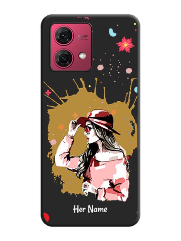 Custom Mordern Lady With Color Splash Background With Custom Text On Space Black Personalized Soft Matte Phone Covers - Motorola Moto G84 5G