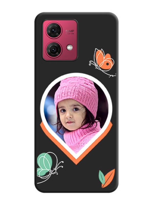 Custom Upload Pic With Simple Butterly Design On Space Black Personalized Soft Matte Phone Covers - Motorola Moto G84 5G