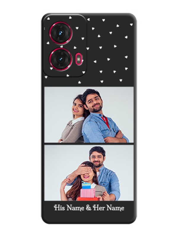 Custom Miniature Love Symbols with Name On Space Black Custom Soft Matte Mobile Back Cover - Motorola Moto G85 5G