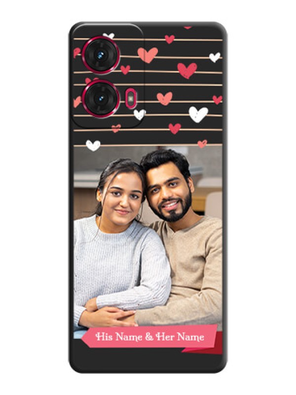 Custom Love Pattern with Name on Pink Ribbon on Photo On Space Black Custom Soft Matte Mobile Back Cover - Motorola Moto G85 5G