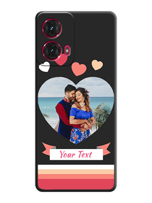 Custom Love Shaped Photo with Colorful Stripes On Space Black Custom Soft Matte Mobile Back Cover - Motorola Moto G85 5G