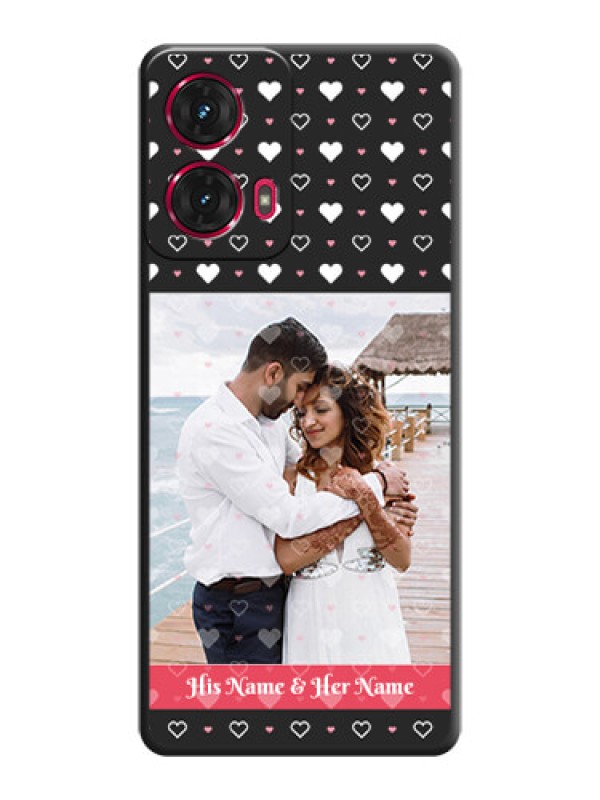 Custom White Color Love Symbols with Text Design on Photo On Space Black Custom Soft Matte Mobile Back Cover - Motorola Moto G85 5G