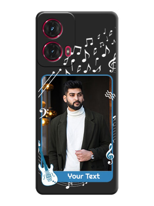 Custom Musical Theme Design with Text on Photo On Space Black Custom Soft Matte Mobile Back Cover - Motorola Moto G85 5G