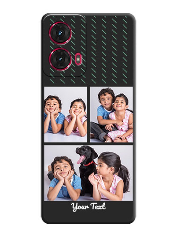 Custom Cross Dotted Pattern with 2 Image Holder On Space Black Custom Soft Matte Mobile Back Cover - Motorola Moto G85 5G