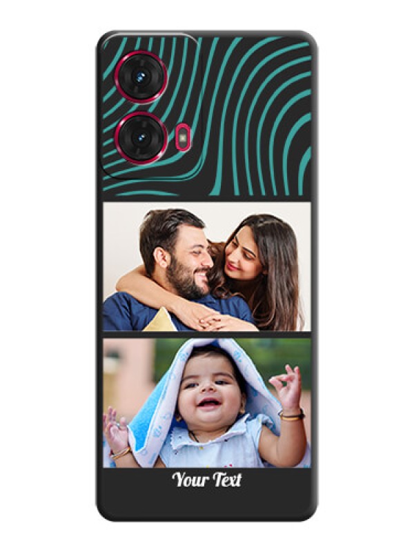 Custom Wave Pattern with 2 Image Holder On Space Black Custom Soft Matte Mobile Back Cover - Motorola Moto G85 5G