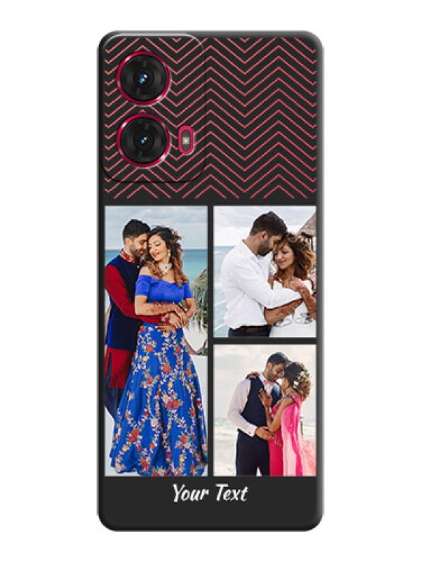 Custom Wave Pattern with 3 Image Holder On Space Black Custom Soft Matte Mobile Back Cover - Motorola Moto G85 5G