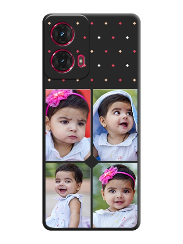 Custom Multicolor Dotted Pattern with 4 Image Holder On Space Black Custom Soft Matte Mobile Back Cover - Motorola Moto G85 5G