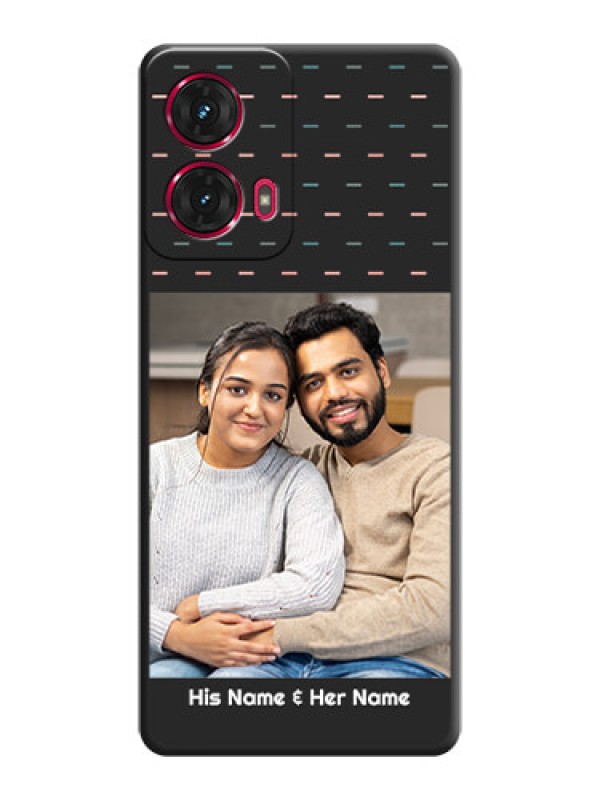 Custom Line Pattern Design with Text On Space Black Custom Soft Matte Mobile Back Cover - Motorola Moto G85 5G