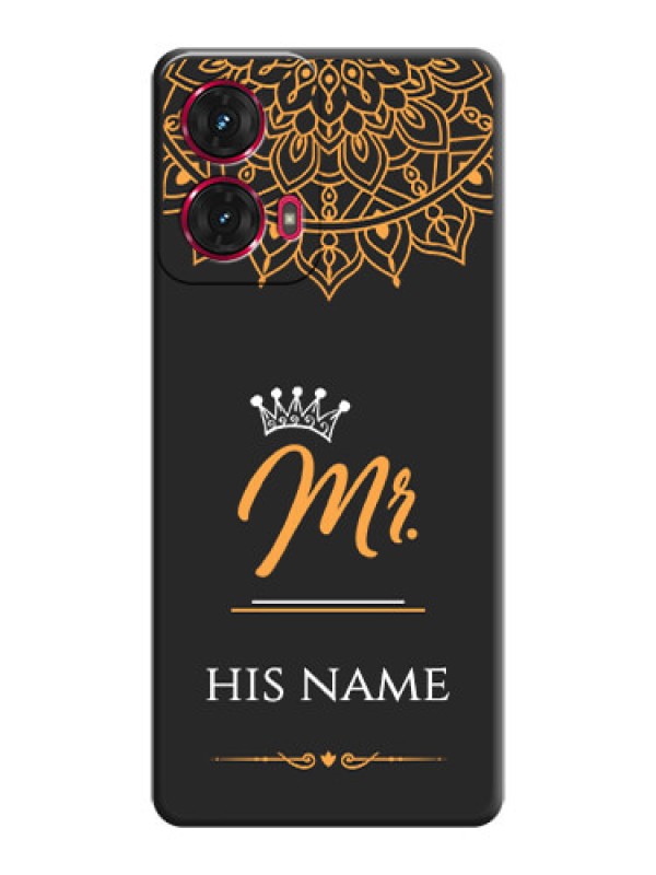 Custom Mr Name with Floral Design On Space Black Custom Soft Matte Mobile Back Cover - Motorola Moto G85 5G