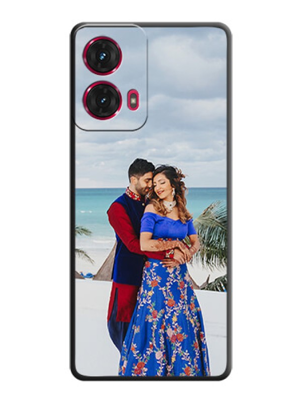 Custom Full Single Pic Upload On Space Black Custom Soft Matte Mobile Back Cover - Motorola Moto G85 5G