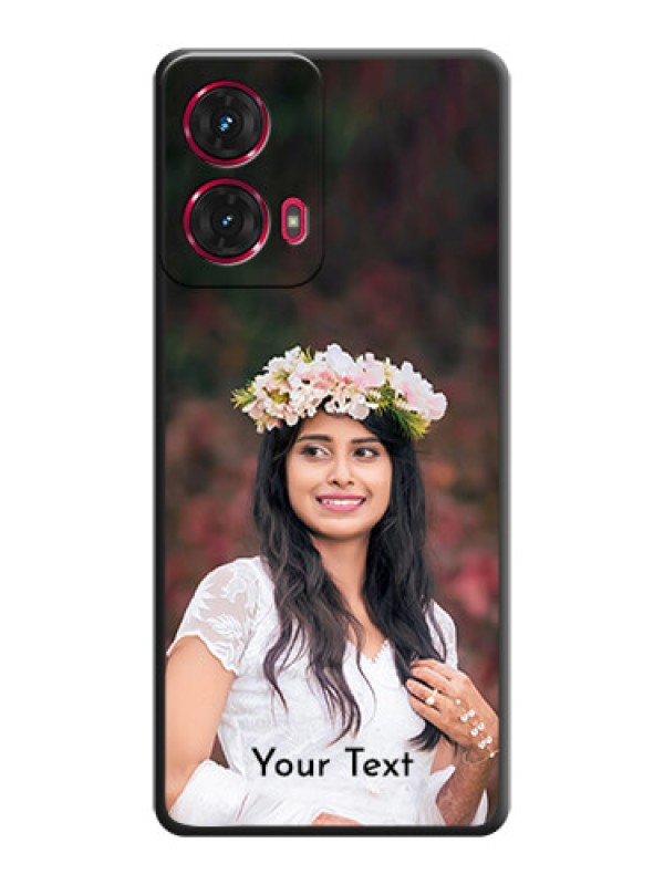 Custom Full Single Pic Upload With Text On Space Black Custom Soft Matte Mobile Back Cover - Motorola Moto G85 5G