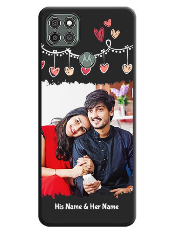 Custom Pink Love Hangings with Name on Space Black Custom Soft Matte Phone Cases - Moto G9 Power