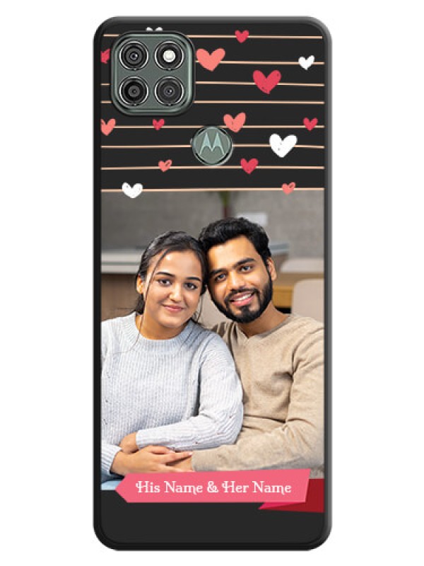 Custom Love Pattern with Name on Pink Ribbon on Photo on Space Black Soft Matte Back Cover - Moto G9 Power