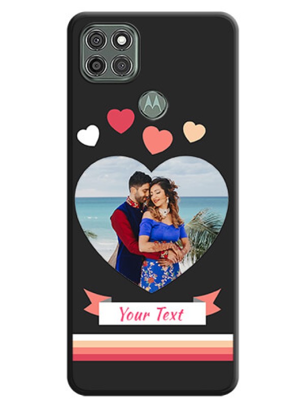 Custom Love Shaped Photo with Colorful Stripes on Personalised Space Black Soft Matte Cases - Moto G9 Power