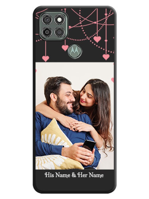 Custom Pink Love Hangings with Text on Space Black Custom Soft Matte Back Cover - Moto G9 Power