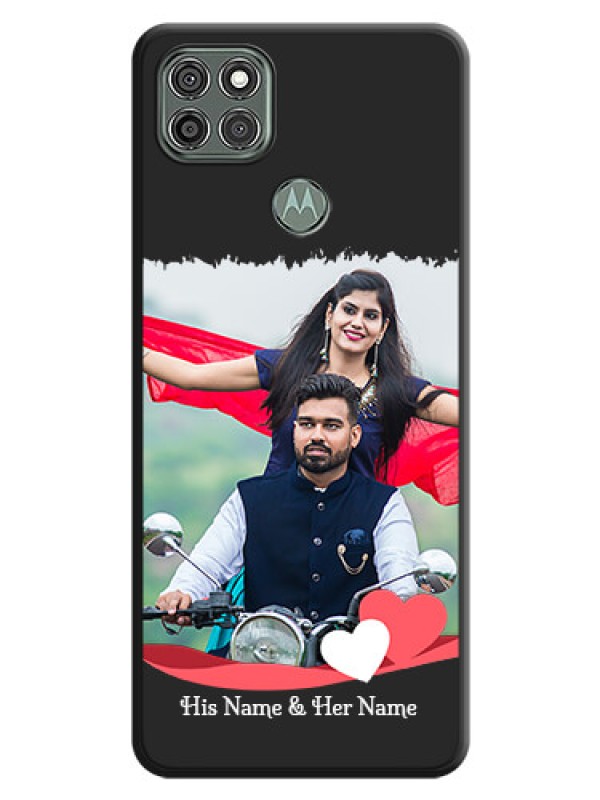Custom Pin Color Love Shaped Ribbon Design with Text on Space Black Custom Soft Matte Phone Back Cover - Moto G9 Power