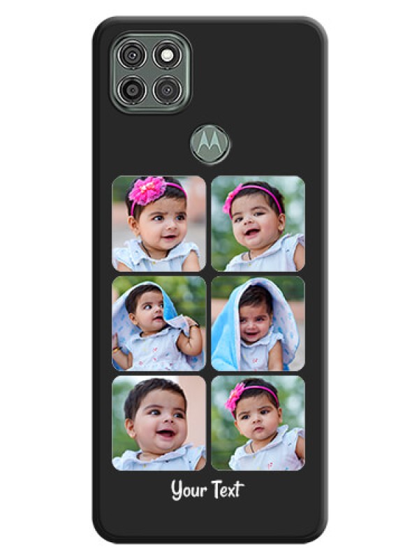 Custom Floral Art with 6 Image Holder on Photo on Space Black Soft Matte Mobile Case - Moto G9 Power