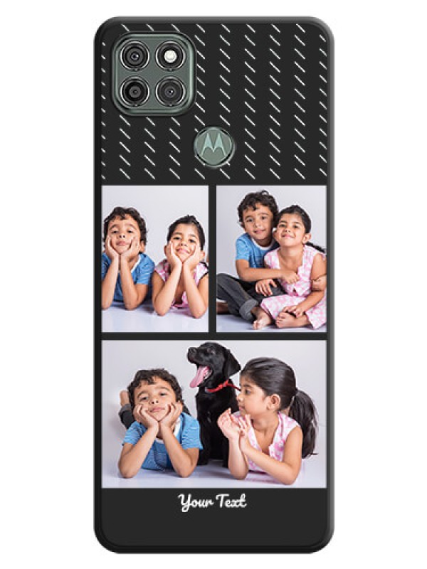 Custom Cross Dotted Pattern with 2 Image Holder on Personalised Space Black Soft Matte Cases - Moto G9 Power