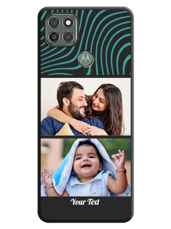 Custom Wave Pattern with 2 Image Holder on Space Black Personalized Soft Matte Phone Covers - Moto G9 Power