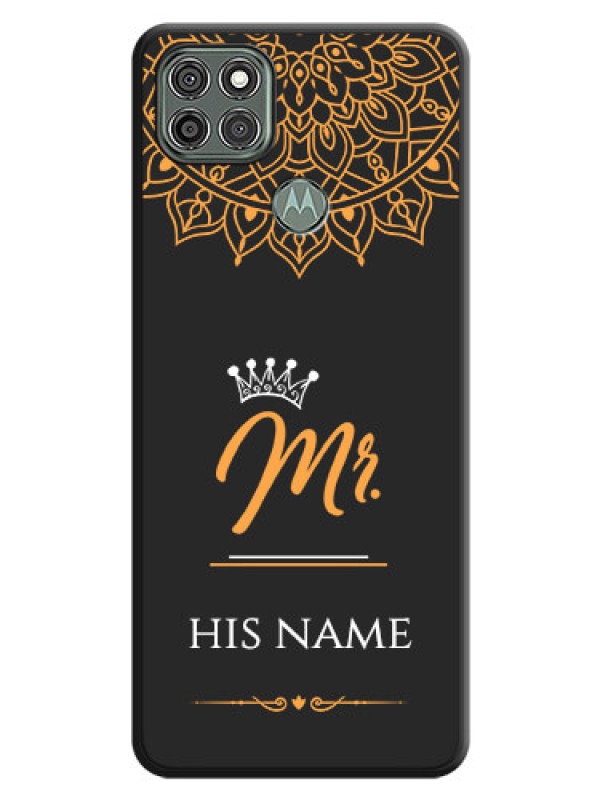 Custom Mr Name with Floral Design on Personalised Space Black Soft Matte Cases - Moto G9 Power