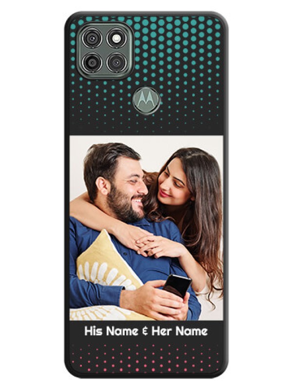 Custom Faded Dots with Grunge Photo Frame and Text on Space Black Custom Soft Matte Phone Cases - Moto G9 Power