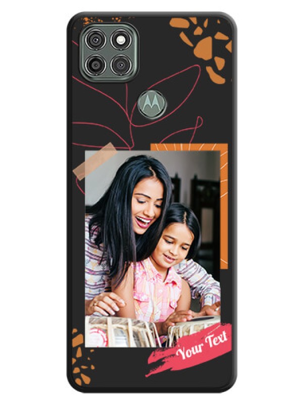 Custom Orange Photo Frame on Space Black Custom Soft Matte Phone Back Cover - Moto G9 Power