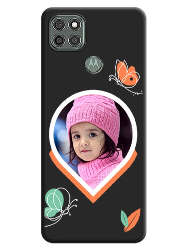 Custom Upload Pic With Simple Butterly Design On Space Black Personalized Soft Matte Phone Covers -Motorola Moto G9 Power