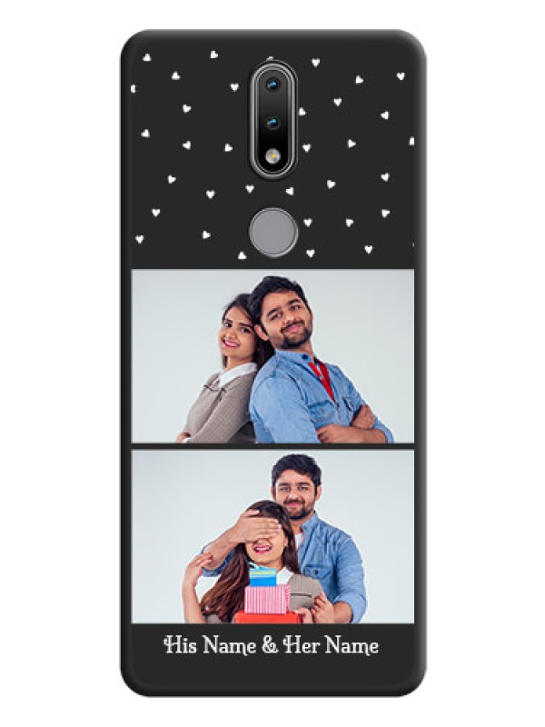 Custom Miniature Love Symbols with Name on Space Black Custom Soft Matte Back Cover - Nokia 2.4