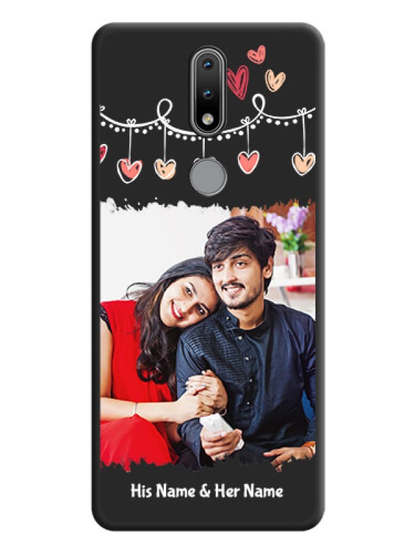 Custom Pink Love Hangings with Name on Space Black Custom Soft Matte Phone Cases - Nokia 2.4