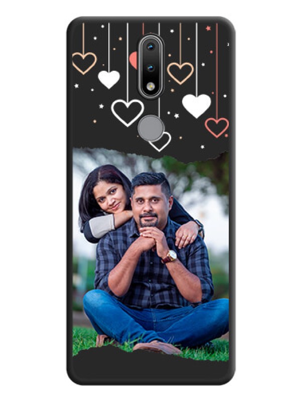 Custom Love Hangings with Splash Wave Picture on Space Black Custom Soft Matte Phone Back Cover - Nokia 2.4