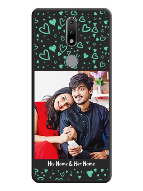 Custom Sea Green Indefinite Love Pattern on Photo on Space Black Soft Matte Mobile Cover - Nokia 2.4