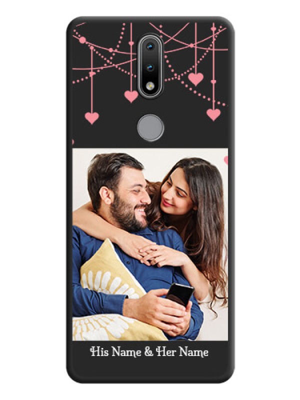 Custom Pink Love Hangings with Text on Space Black Custom Soft Matte Back Cover - Nokia 2.4