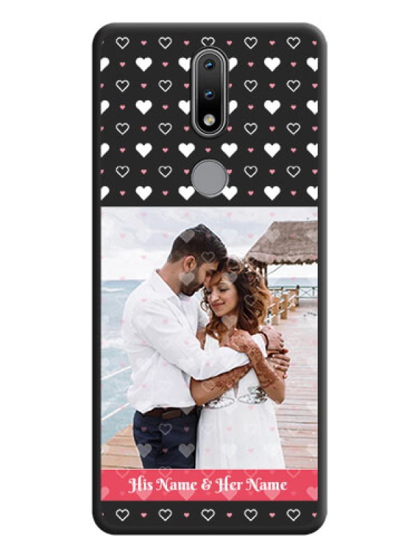 Custom White Color Love Symbols with Text Design on Photo on Space Black Soft Matte Phone Cover - Nokia 2.4
