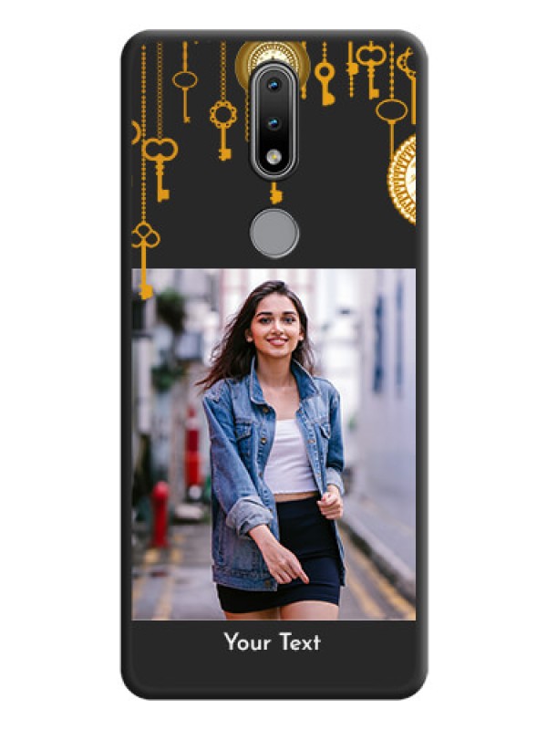 Custom Decorative Design with Text on Space Black Custom Soft Matte Back Cover - Nokia 2.4