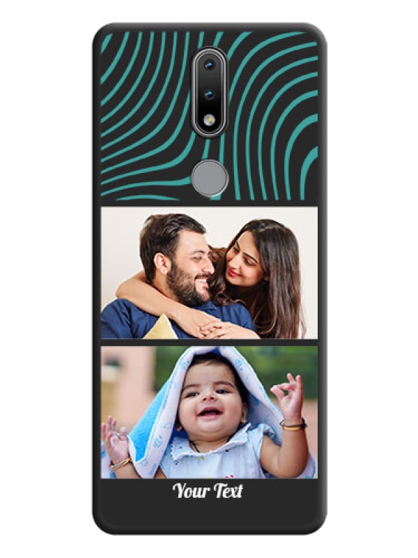 Custom Wave Pattern with 2 Image Holder on Space Black Personalized Soft Matte Phone Covers - Nokia 2.4