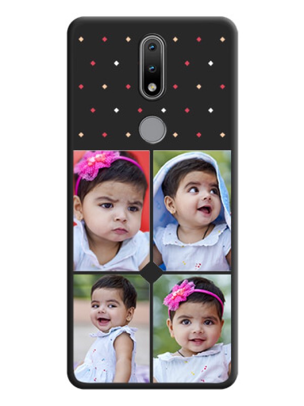 Custom Multicolor Dotted Pattern with 4 Image Holder on Space Black Custom Soft Matte Phone Cases - Nokia 2.4