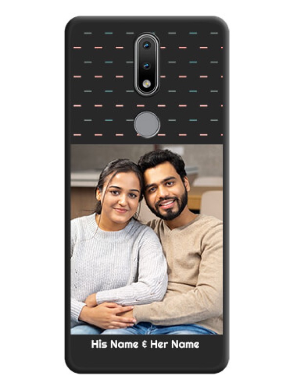 Custom Line Pattern Design with Text on Space Black Custom Soft Matte Phone Back Cover - Nokia 2.4