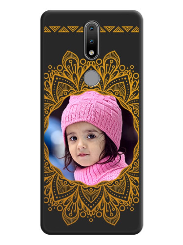 Custom Round Image with Floral Design on Photo on Space Black Soft Matte Mobile Cover - Nokia 2.4