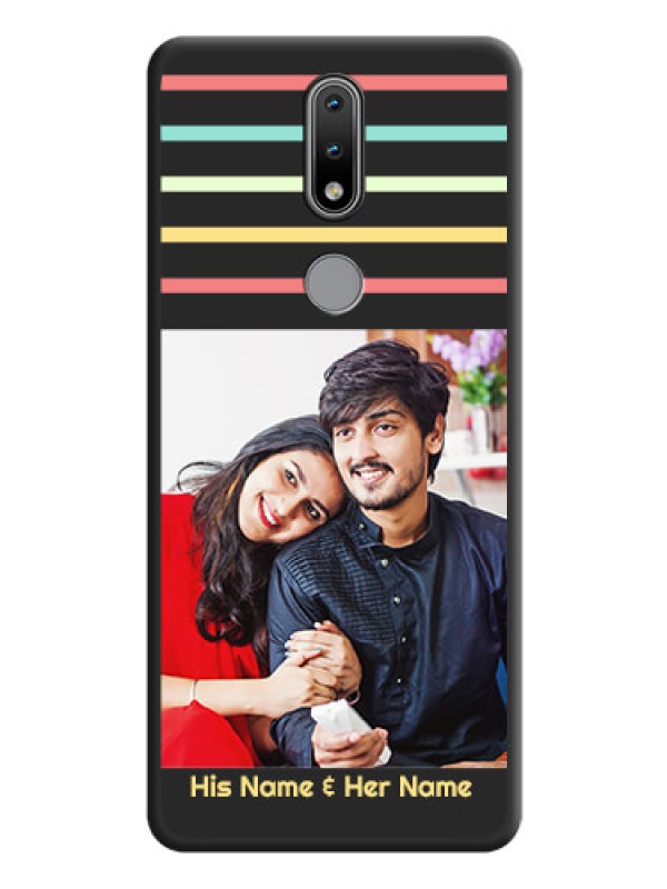Custom Color Stripes with Photo and Text on Photo on Space Black Soft Matte Mobile Case - Nokia 2.4