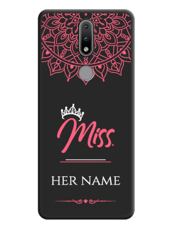 Custom Mrs Name with Floral Design on Space Black Personalized Soft Matte Phone Covers - Nokia 2.4