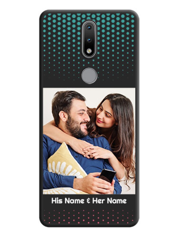 Custom Faded Dots with Grunge Photo Frame and Text on Space Black Custom Soft Matte Phone Cases - Nokia 2.4