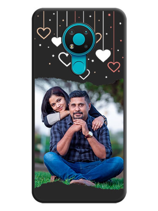 Custom Love Hangings with Splash Wave Picture on Space Black Custom Soft Matte Phone Back Cover - Nokia 3.4