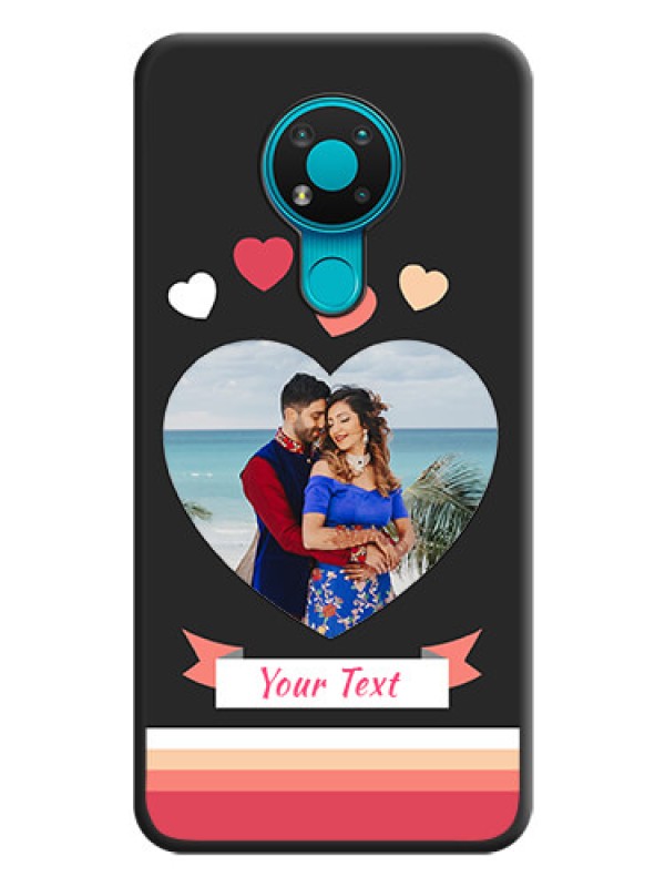 Custom Love Shaped Photo with Colorful Stripes on Personalised Space Black Soft Matte Cases - Nokia 3.4