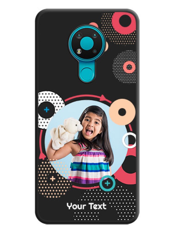 Custom Multicoloured Round Image on Personalised Space Black Soft Matte Cases - Nokia 3.4