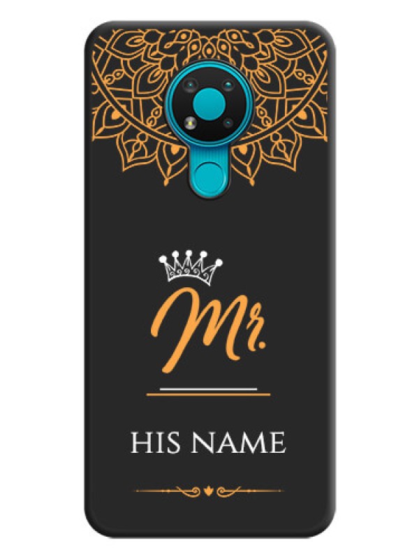 Custom Mr Name with Floral Design  on Personalised Space Black Soft Matte Cases - Nokia 3.4
