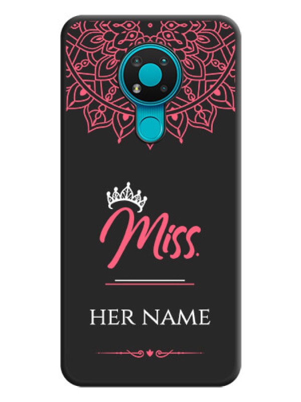 Custom Mrs Name with Floral Design on Space Black Personalized Soft Matte Phone Covers - Nokia 3.4