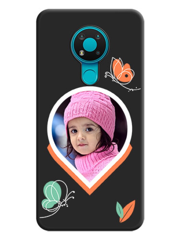 Custom Upload Pic With Simple Butterly Design On Space Black Personalized Soft Matte Phone Covers -Nokia 3.4