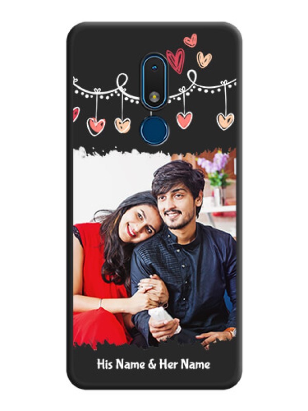 Custom Pink Love Hangings with Name on Space Black Custom Soft Matte Phone Cases - Nokia C3